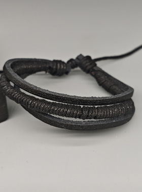 网红简约素色黑编织抽绳手环个人文艺小众森系学生情侣闺蜜可调