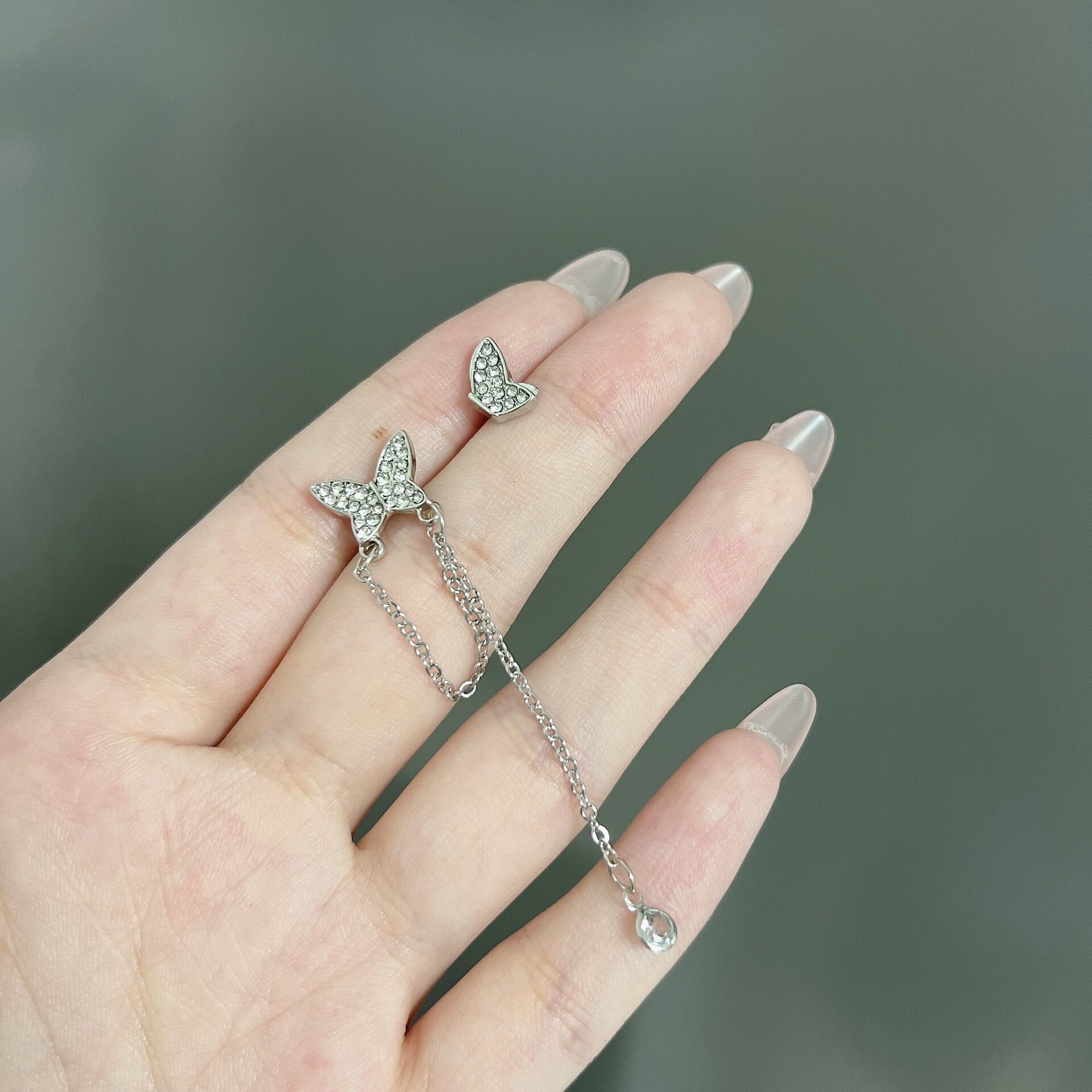 撤柜法式超仙AB款不对称蝴蝶流苏耳环设计感潮流优雅个性冷淡风耳