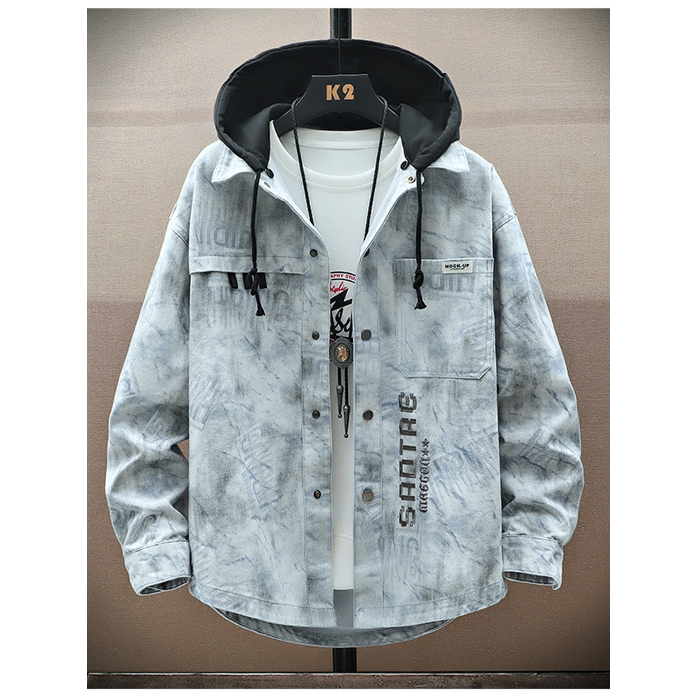 大牌高端复古水洗牛仔外套男孩初中高中学生潮牌夹克青少年宽松上