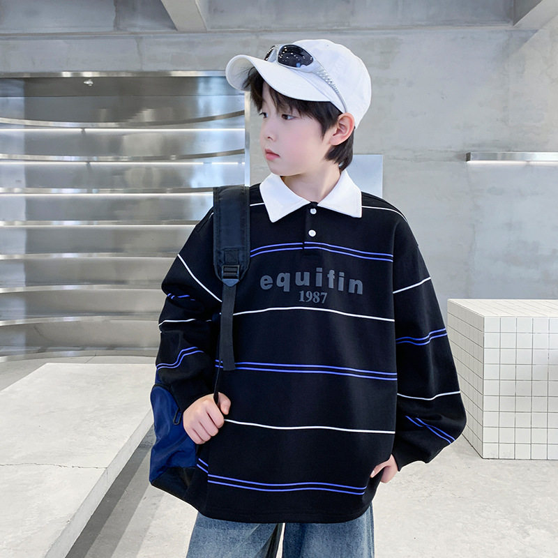 进口男童卫衣款新款装儿童长袖T恤polo衫中大童上衣打底衫T