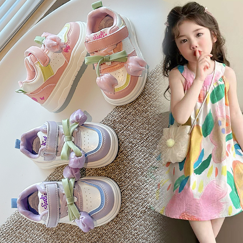 优选新款儿童运动鞋年新款女童花朵蝴蝶结可爱板鞋中大童休闲鞋韩