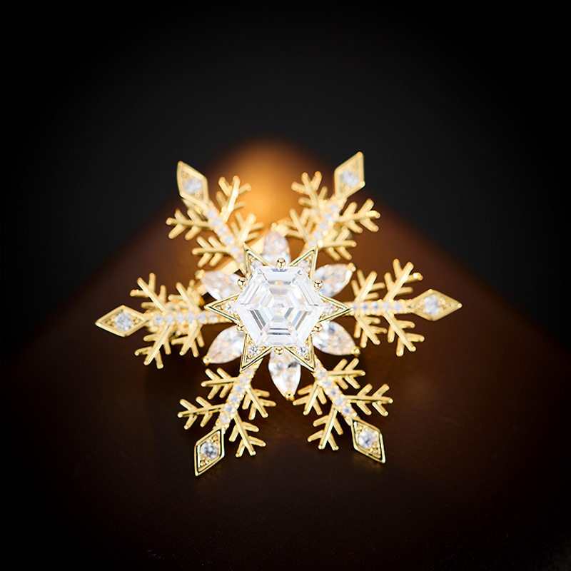德国新品可旋转设计锆石雪花胸针创意时尚优雅西装外套胸花配饰女