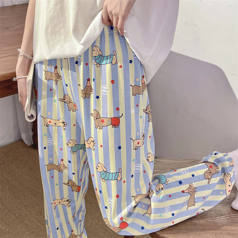 潮流睡裤女卡通可爱少女居家长裤宽松可外穿学生宿舍单条长裤