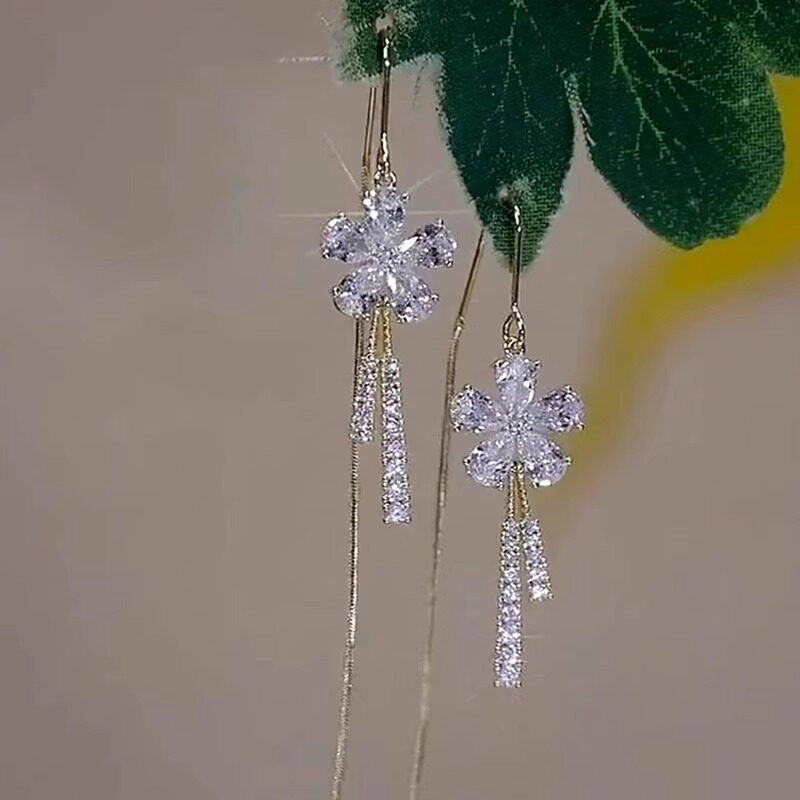 撤柜超闪雪花耳线女年新款潮轻奢高级感简约耳环网红时尚爆款耳坠