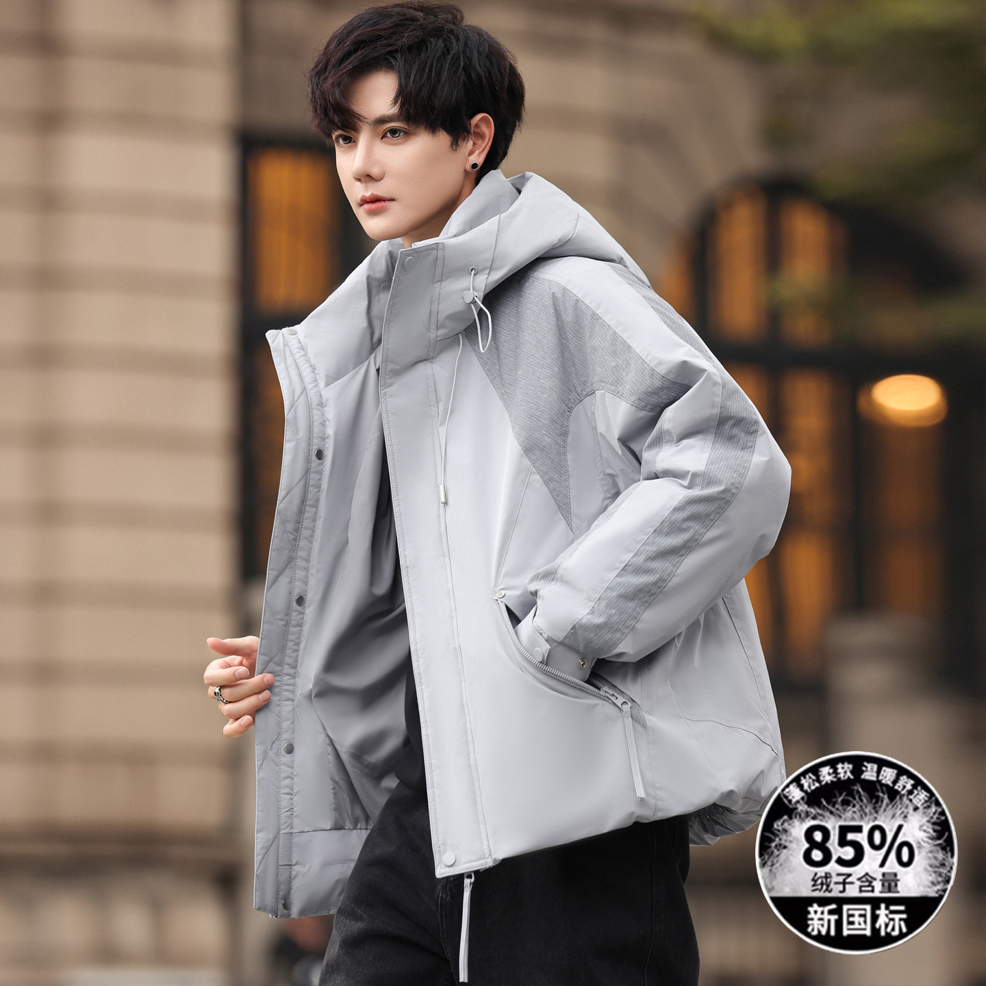 大牌高端季短款羽绒服男孩初高中学生加厚白鸭绒外套青少年帅气大