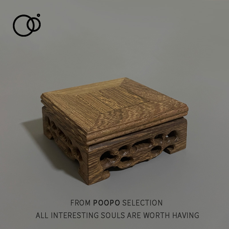 复古迷你仿真小摆件摆台古董紫砂壶花瓶木质底座木托鸡翅木工艺品