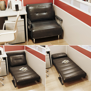 懒人沙发办公室两用午休床午睡床双人油蜡皮沙发床家用客厅折叠床