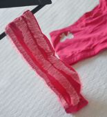 儿童抹胸款 清仓 比基尼分体泳衣 玫粉 菲菲花边褶皱 calzed