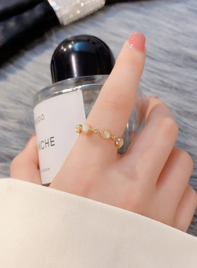 猫眼石开口可调节戒指女时尚个性ins潮网红小众设计女士食指指环