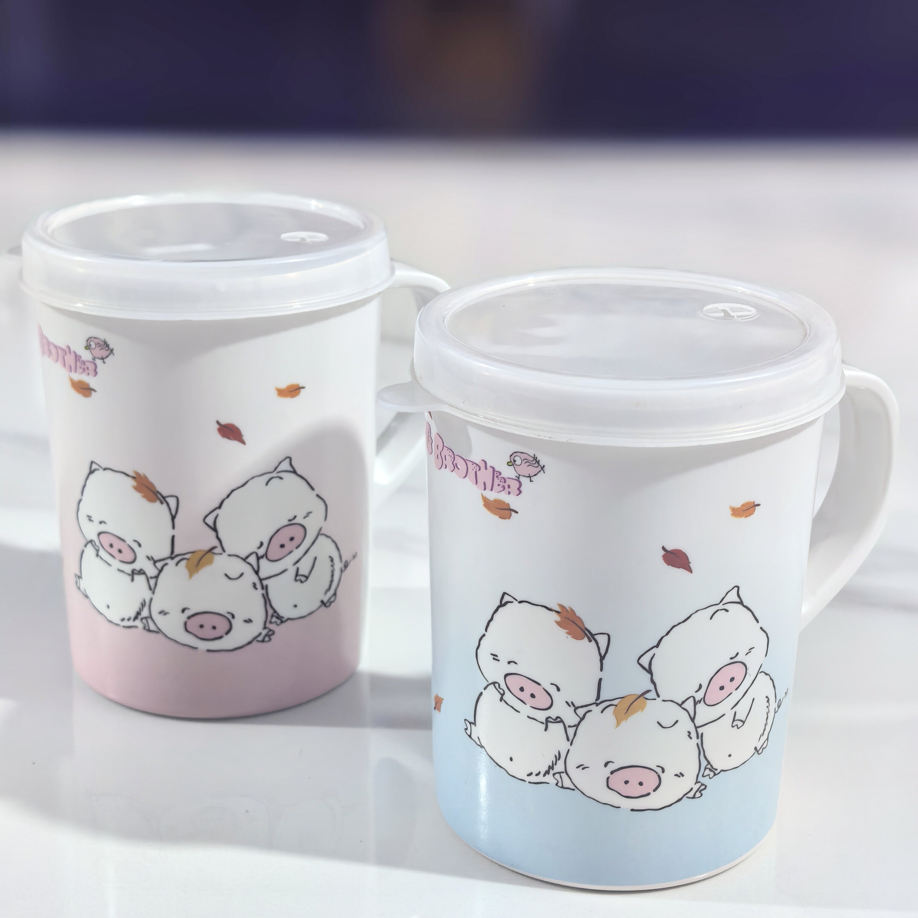 金达日美猪猪杯可爱卡通带盖家用喝水杯子情侣水杯儿童牛奶吸管杯