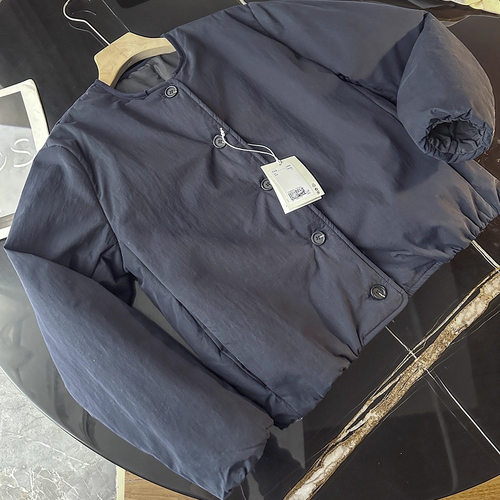 北欧C！木巨1450+老钱风复古百搭圆领宽松廓形纽扣短款棉服外套女