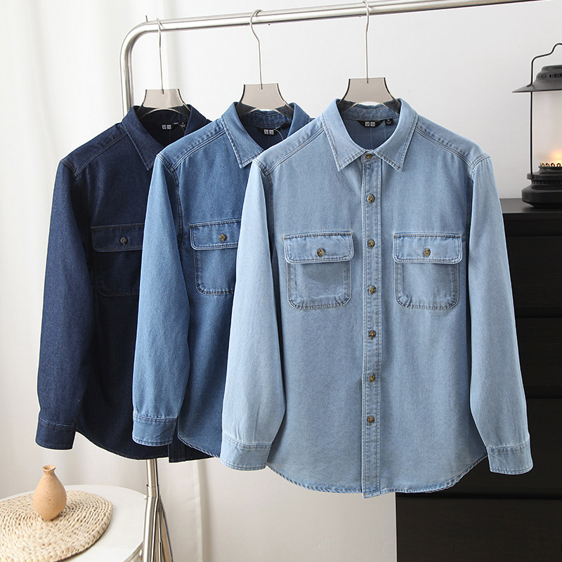 大厂订单！男女情侣款宽松百搭双口袋翻领长袖工装牛仔衬衫上衣春,女装/女士精品,衬衫,淘宝优惠券,粉丝福利购,淘宝优惠卷