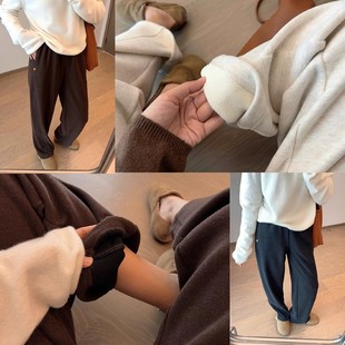 高定款~600g定制羊毛呢 加厚奥粒绒弯刀裤斜侧缝松紧腰窄版阔腿裤