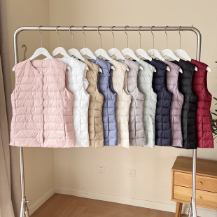 无袖 轻薄羽绒服内胆百搭时尚 叠穿白鸭绒背心马甲女 试衣间 日单