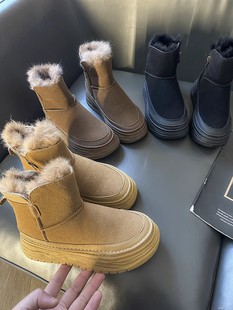 女冬 厚底增高内羊毛雪地靴加绒保暖防滑短筒靴棉鞋 超值 太好穿