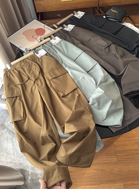 日单U！木巨299+情侣款复古百搭宽腿休闲裤长裤工装降落伞裤女夏