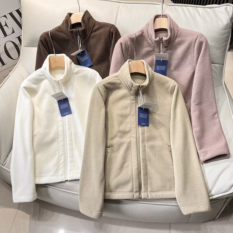 大厂订单！秋冬修身显瘦加绒保暖摇粒绒立领万粒绒冲锋衣内胆外套