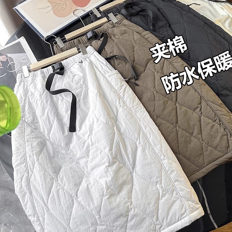 大厂订单！户外山系衍缝夹棉保暖显瘦工装半身裙松紧腰A字裙秋冬