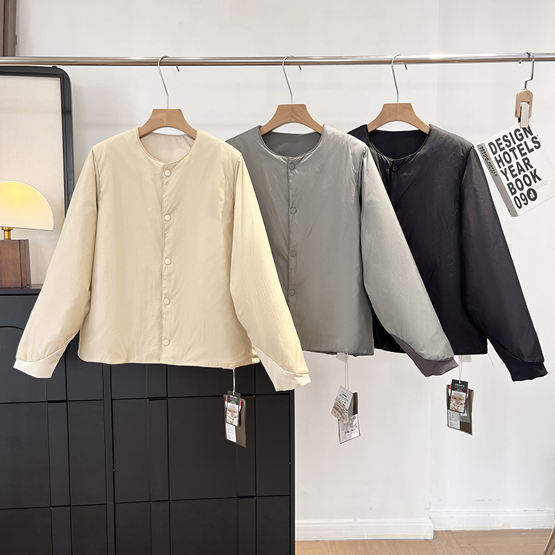 大厂订单！蚕丝羊毛棉服羽感暗格轻盈蓄热保暖单排扣棉衣外套女冬