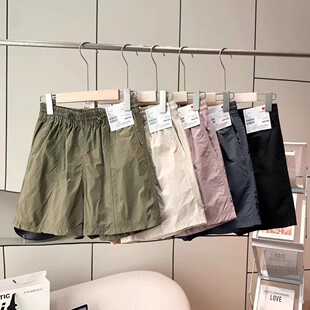 短裤 大厂日单 吸汗休闲五分裤 中裤 女 松紧腰抽绳舒适运动速干薄款