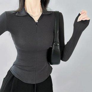 早八女孩 打底衫女内搭春秋冬季薄款修身t恤外穿小个子长袖小上衣