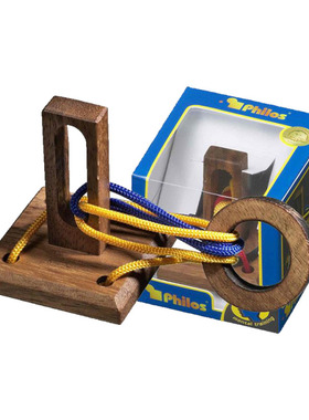 Philos棘手戒指Tricky Ring 木质益智玩具烧脑解谜解绳扣环Puzzle