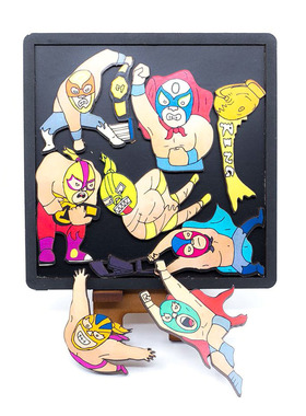 Entretentemente战士拼图Fighters 木质手绘益智烧脑解谜玩具礼物