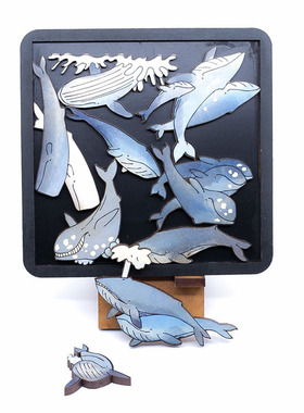 Entretentemente鲸鱼拼图木质手绘益智玩具烧脑礼物Whales Puzzle