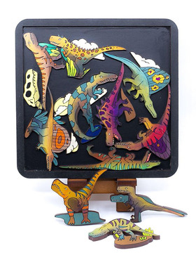 Entretentemente食肉恐龙拼图Carnivorous Dinosaurs手绘益智玩具