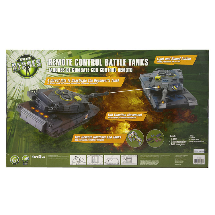 TRUE HEROES RC BATTLE TANKS 레이저 공격 전투 소리 및 조명 원격 제어 탱크 차량 2 팩