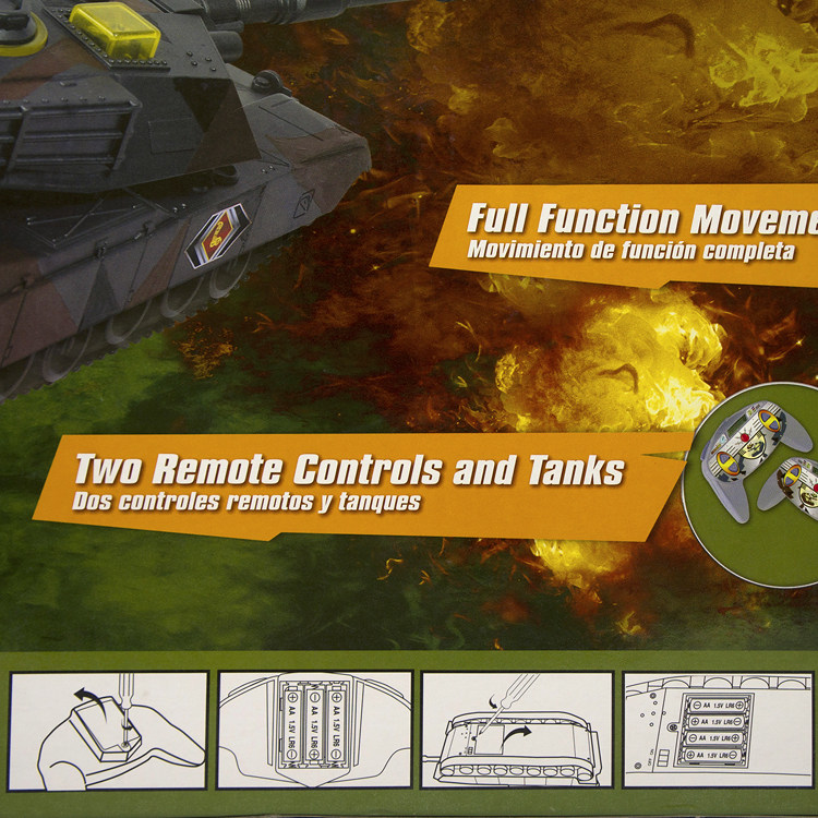 TRUE HEROES RC BATTLE TANKS 레이저 공격 전투 소리 및 조명 원격 제어 탱크 차량 2 팩