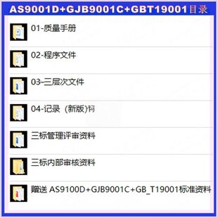 AS9100D-2016GJB9001C-2017GBT19001-公司三标体系文件认证资料包