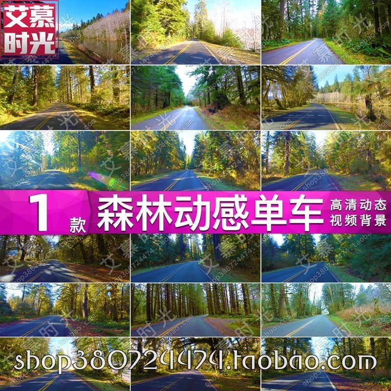 动感单车森林山路实景骑行风景健身房跑步片源 led屏背景视频素材