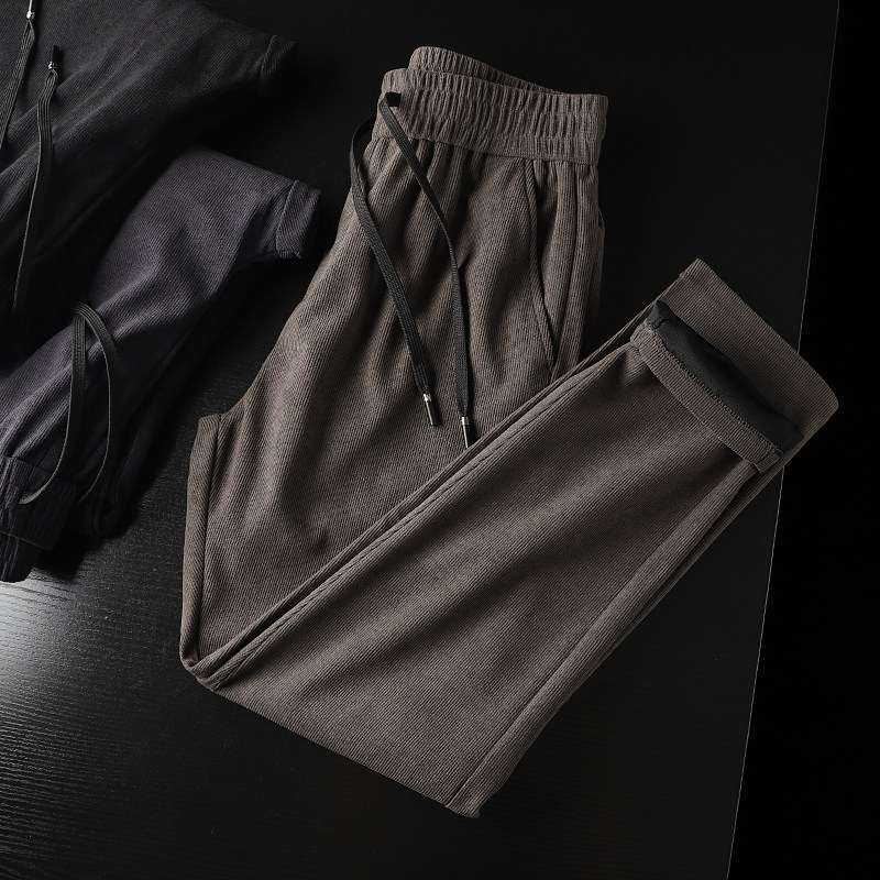 高支条绒双层复合抗风有型休闲裤