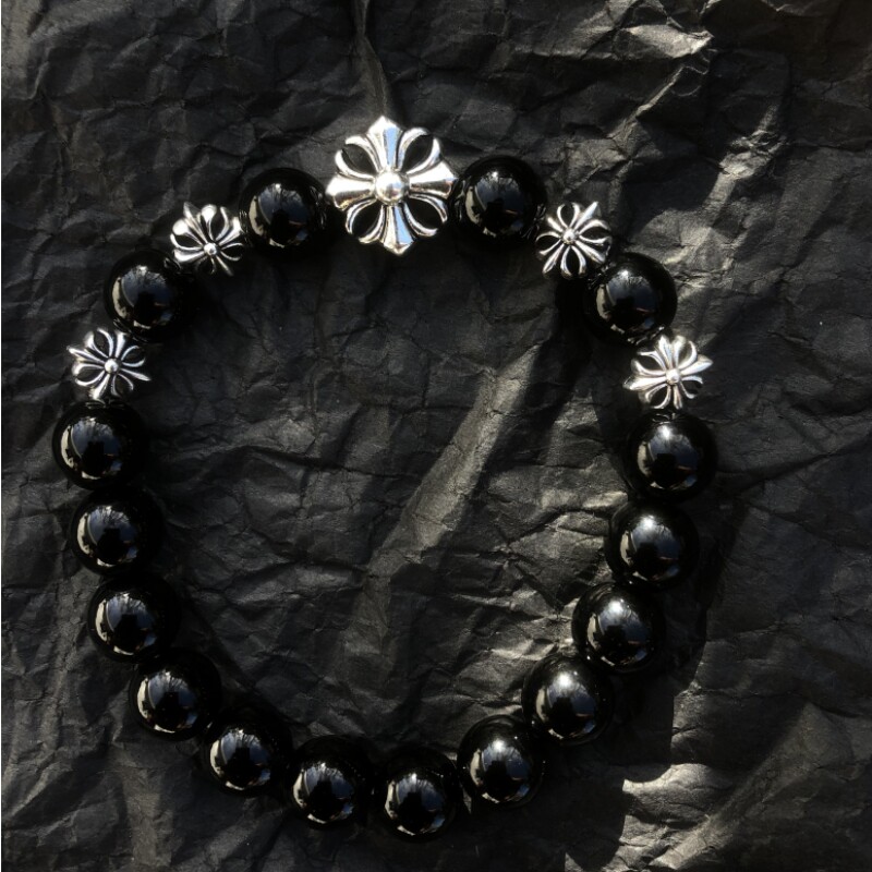 thumbnail for Retro Wind Men and Women Couple Bracelet Silver Plated Cross Scout Flower Bracelet Single Circle Simple Punk Style Japanese and Korean Jewelry