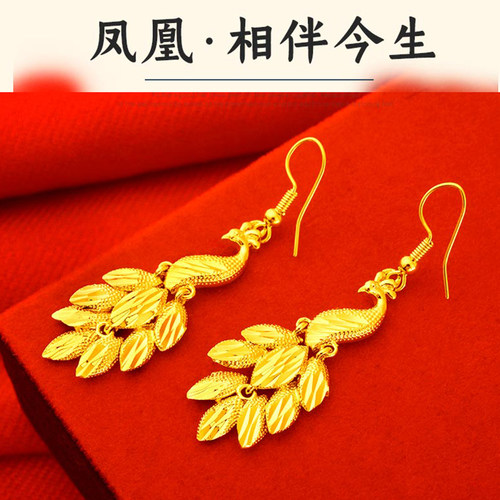 越南沙金金耳环女结婚首饰