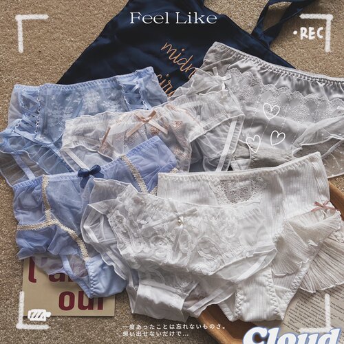 仙女甜美风日系内裤女纯欲少女风性感蕾丝日系中低腰纯棉裆