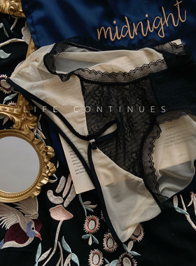 中国风性感纯欲内裤低调新中式蝴蝶结网纱蕾丝花边女士低腰三角裤