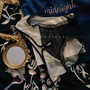 蝴蝶结网纱蕾丝花边女士低腰三角裤 中国风性感纯欲内裤 低调新中式