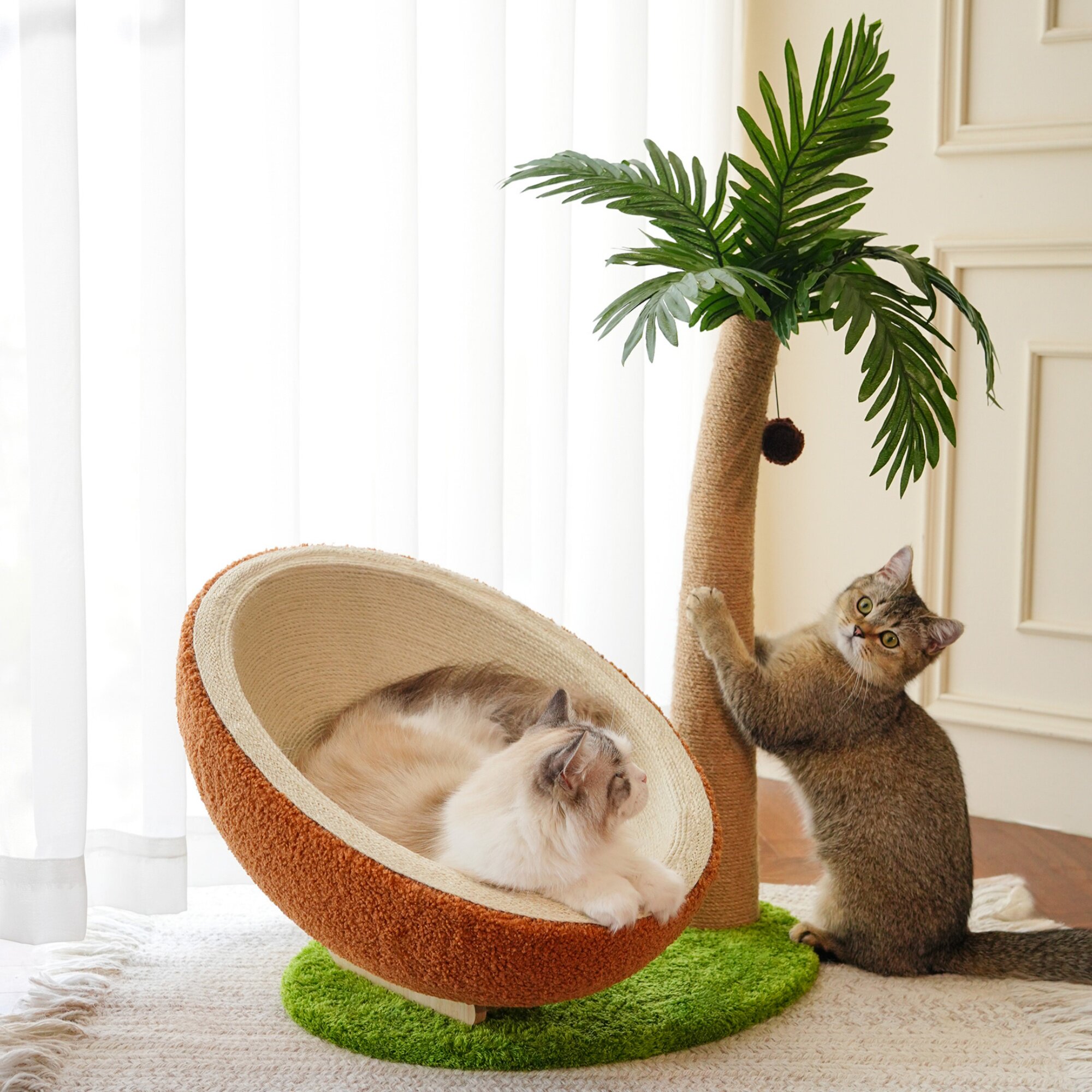 椰子树猫爬架猫抓板猫窝一体剑麻耐磨不易掉屑加高立式不占地玩具图片
