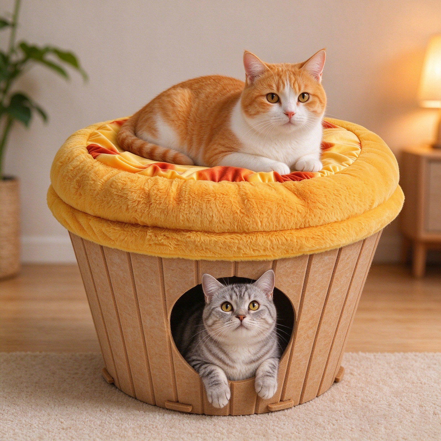 猫窝蛋挞窝冬季保暖双层猫床猫屋猫房子躲避屋可拆洗半封闭宠物窝