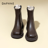 达芙妮切尔西短靴女真皮2025新款 冬季 加绒加厚雪地棉英伦风马丁靴