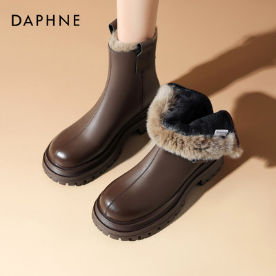 达芙妮热销女鞋加绒雪地靴马丁靴