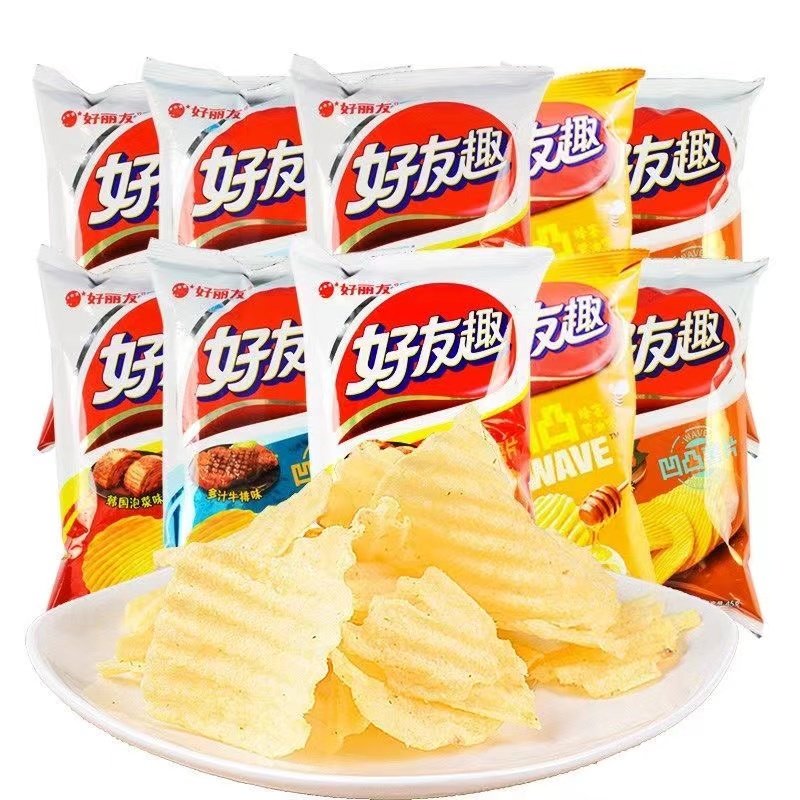 好丽友好友趣薯片70g10包大波浪薯片韩国泡菜味膨化休闲零食