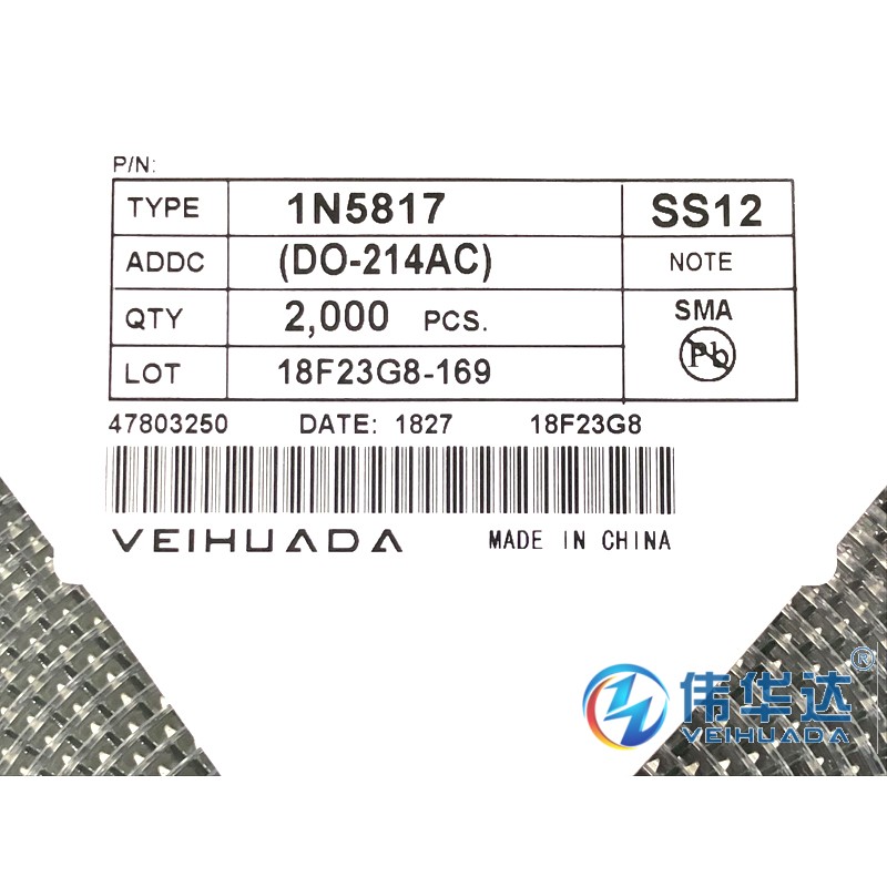 贴片肖特基二极管 1N5817 SMA SS12 DO-214AC IN5817 现货 100只