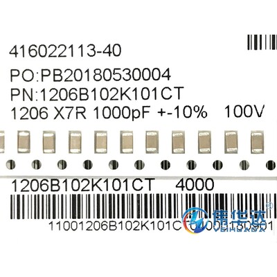 贴片电容1206 1NF 102K 100V X7R 3216 1000PF 10% 高压 原装现货