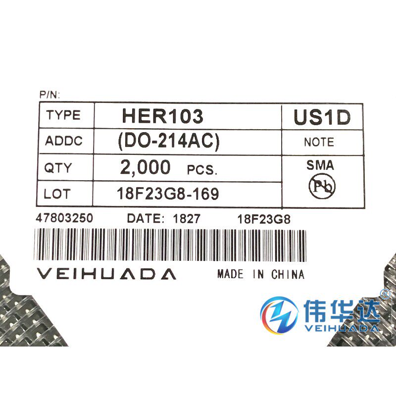 her103 us1d sma do-214ac 贴片二极管 1a 200v 现货 2000只/盘