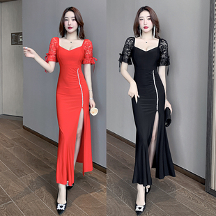 夜场性感女装长款晚礼服修身显瘦桑拿技师公关小姐工作服长裙工衣
