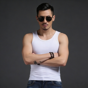 男士冰丝圆领薄款背心修身紧身健身运动跨栏打底弹力夏季速干汗衫