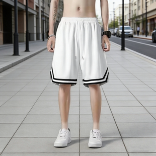 阔腿五分裤 夏季 男宽松百搭休闲运动篮球裤 冰丝网眼5分短裤 衩 新品